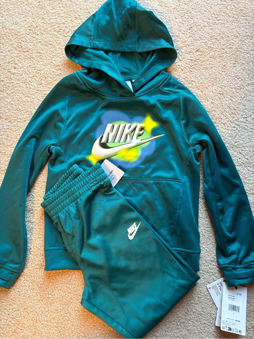 Nike Kids Boys Girls Teal Hoodie & Jogger sweatpants Set size 6 NWT